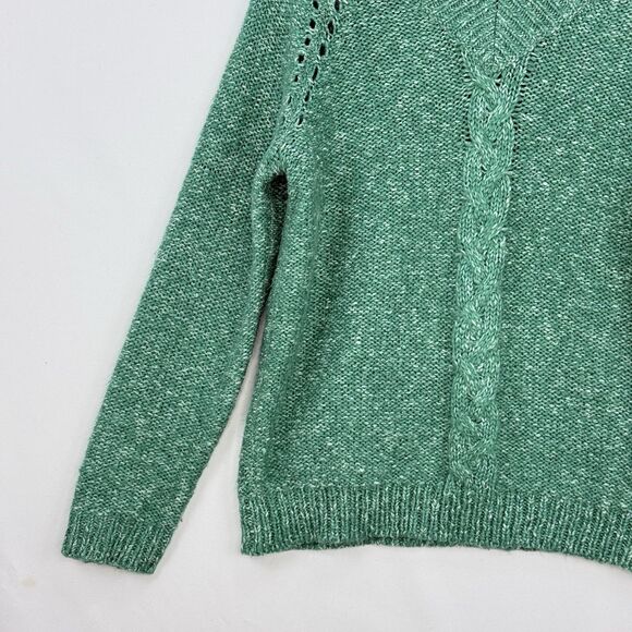 St Johns Bay Womens Green V Neck Long Sleeves Pullover Knit Sweater Size PM - Picture 15 of 16